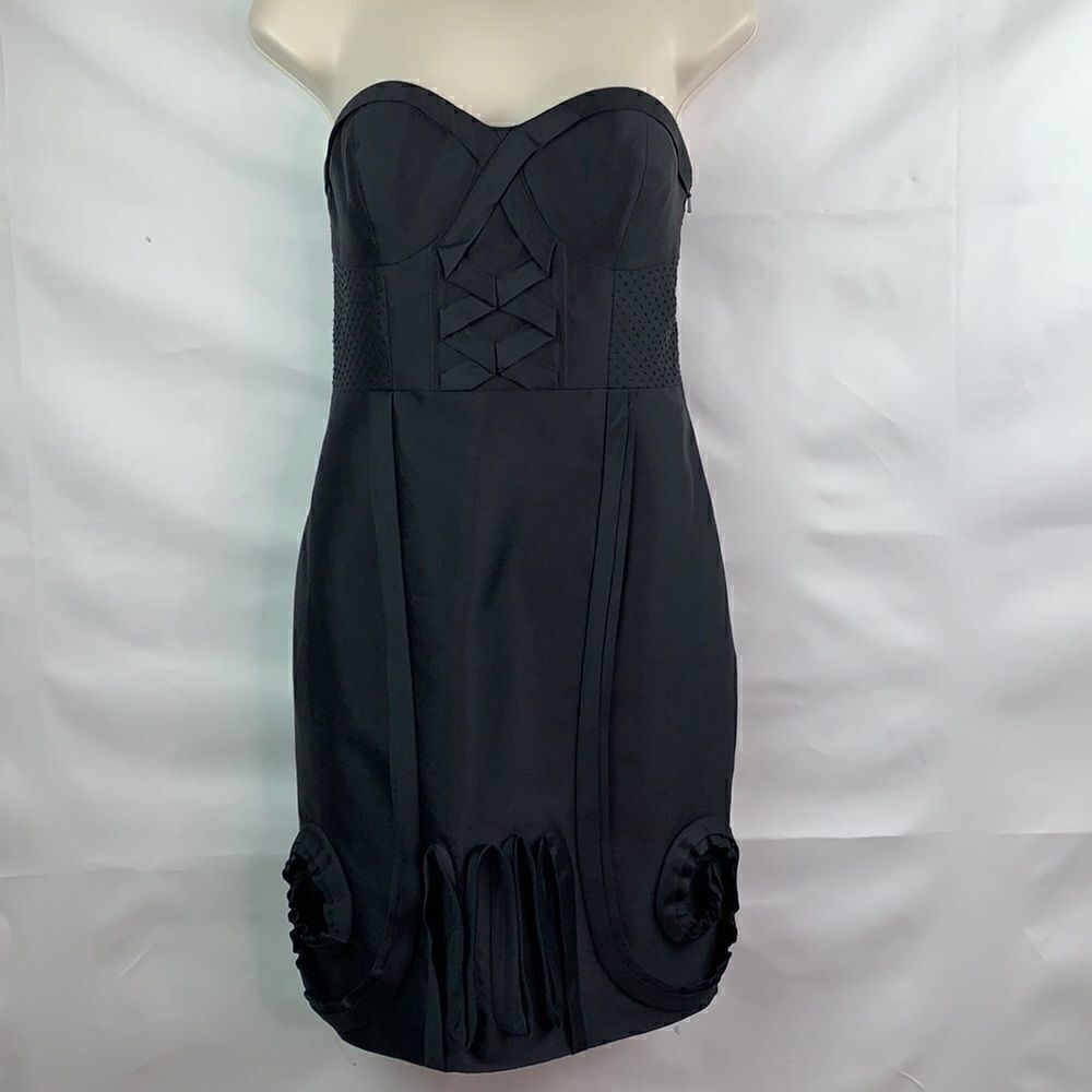 Leifsdottir black strapless corseted event dress